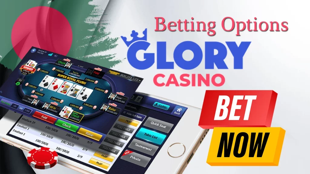 Different betting options at Glory Casino